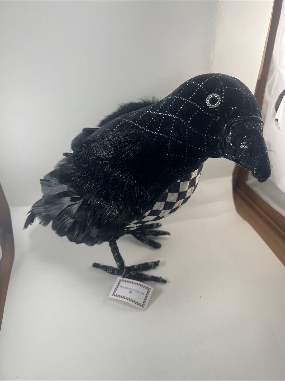 Black Decorative Fabric Crow Toy for Birds and Home Display